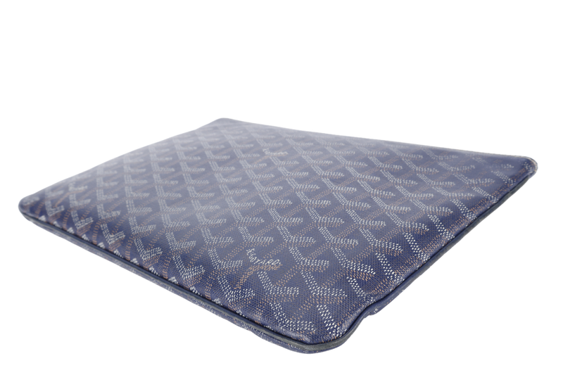 GOYARD SENAT CLUTCH BLUE GOYARDINE SILVER HARDWARE NO DUST COVER