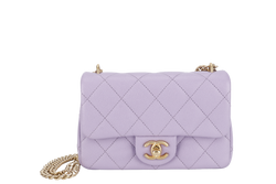 CHANEL MINI SWEETHEART RECTANGLE FLAP BAG (P9TExxxx) LIGHT PURPLE CAVIAR GOLD HARDWARE WITH DUST COVER AND BOX