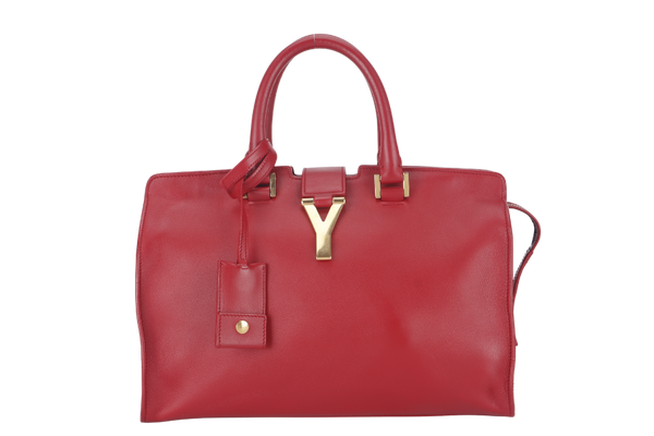 SAINT LAURENT CLASSIC Y CABAS (311210) SMALL RED LEATHER GOLD HARDWARE NO DUST COVER