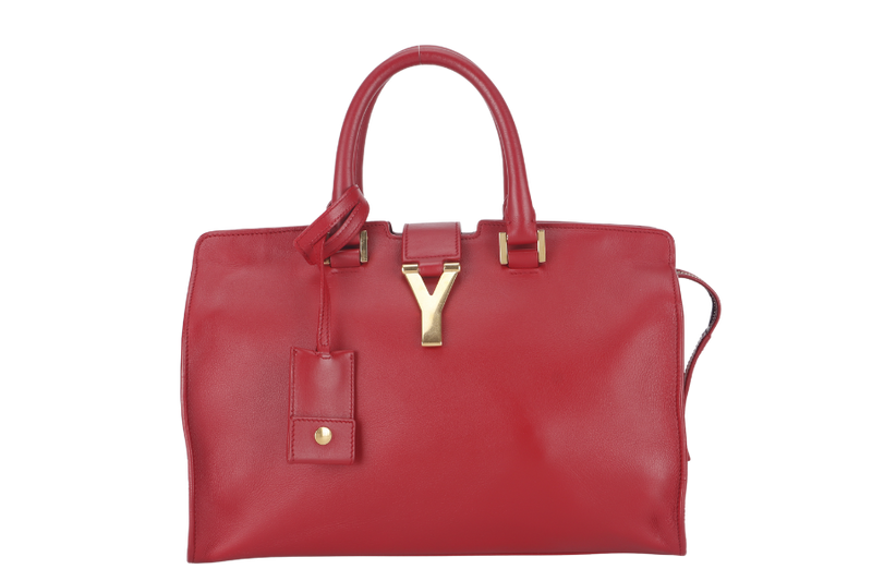 SAINT LAURENT CLASSIC Y CABAS (311210) SMALL RED LEATHER GOLD HARDWARE NO DUST COVER