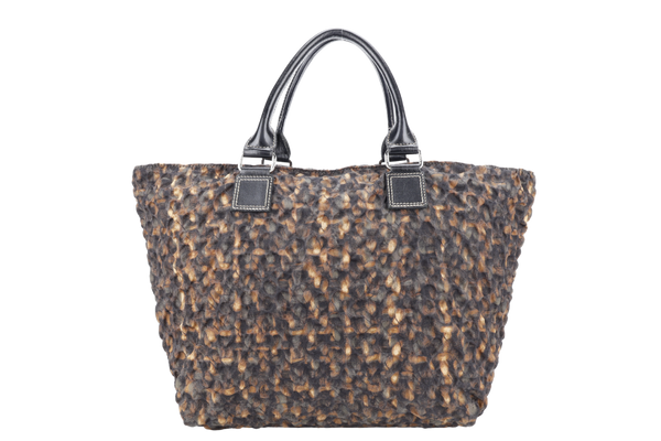 LONGCHAMP TEXTURED BLACK AND BROWN TOTE BAG NO DUST COVER