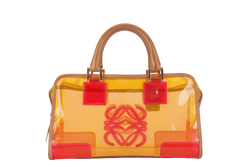 LOEWE AMAZONA 35 ORANGE PVC VINYL GOLD HARDWARE WITH POUCH, PADLOCK AND KEYS