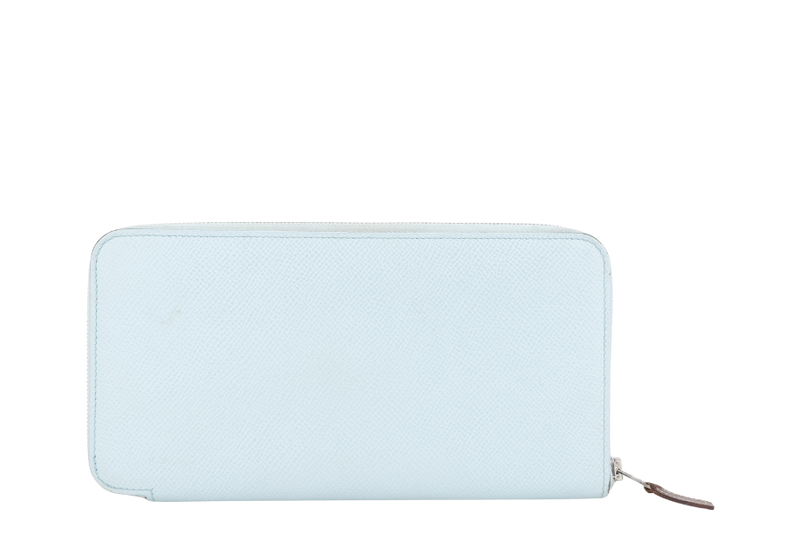 HERMES AZAP LONG WALLET BLEU ATOLL EPSOM LEATHER SILVER HARDWARE WITH BOX