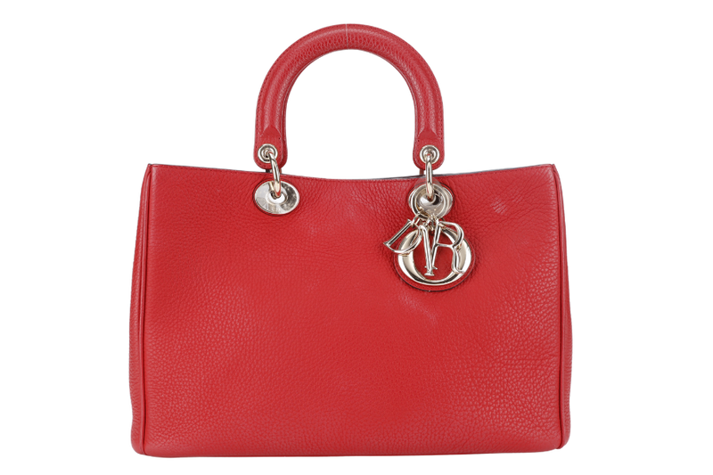 CHRISTIAN DIOR DIORSSIMO RED LEATHER LGHW WITH POUCH, CARD REF _ M090ZOTRL (2014) WITH DUST COVER