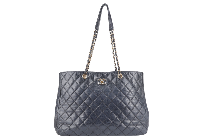 CHANEL BLACK CAVIAR TIMELESS CLASSIC SHOPPING TOTE (2196xxxx) GOLD HARDWARE NO CARD WITH DUST COVER AND BOX
