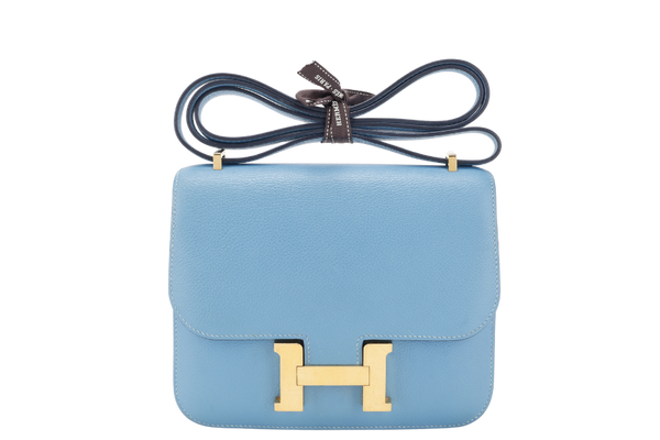 HERMES CONSTANCE 18 STAMP D (YEAR 2019) BLUE DU NORD EVERCOLOR LEATHER GOLD HARDWARE NO DUST COVER