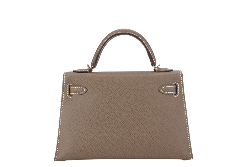 HERMES KELLY 20 ETOUPE COLOR EPSOM LEATHER WITH GOLD HARDWARE STAMP Z (2021) WITH LOCK&KEYS, STRAPS AND DUST COVER