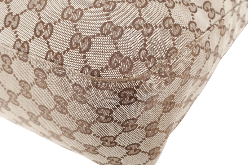 GUCCI SHOULDER BAG BEIGE CANVAS WITH SILVER HARDWARE AND DUST COVER