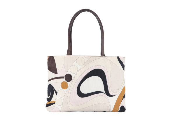 EMILIO PUCCI TOTE BAG MULTICOLOR PRINTED CANVAS SILVER HARDWARE NO DUST COVER