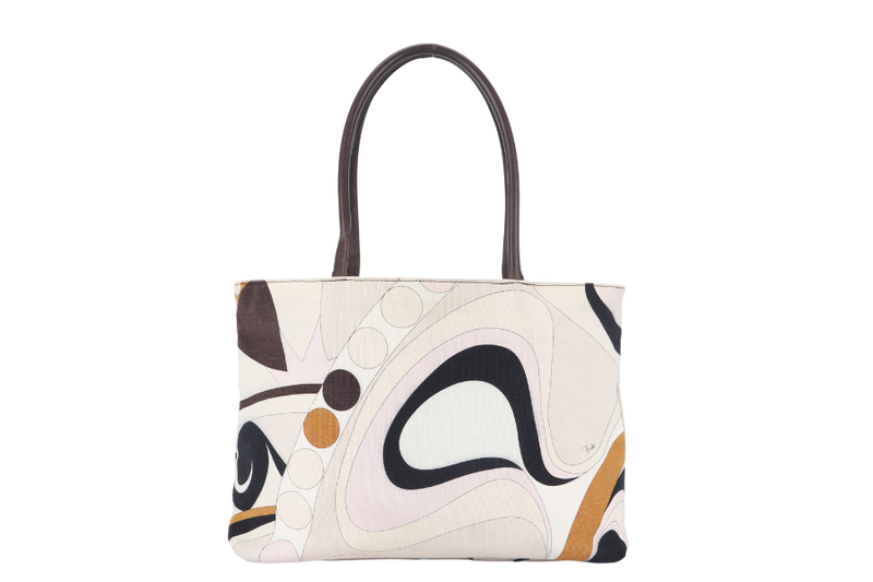 EMILIO PUCCI TOTE BAG MULTICOLOR PRINTED CANVAS SILVER HARDWARE NO DUST COVER