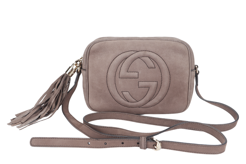 GUCCI SOHO DISCO (308364 498879) SMALL BROWN MATTE CALF LEATHER GOLD HARDWARE WITH DUST COVER