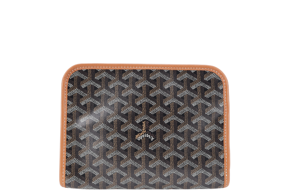 GOYARD JOUVENCE PM TOILETRY BAG BLACK AND TAN COLOR WITH DUST COVER