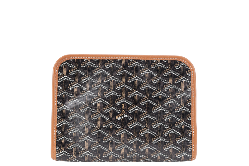 GOYARD JOUVENCE PM TOILETRY BAG BLACK AND TAN COLOR WITH DUST COVER