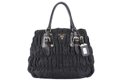 PRADA IBG805 BLACK GAUFRE NYLON BAG WITH STRAPS, CARD AND DUST COVER