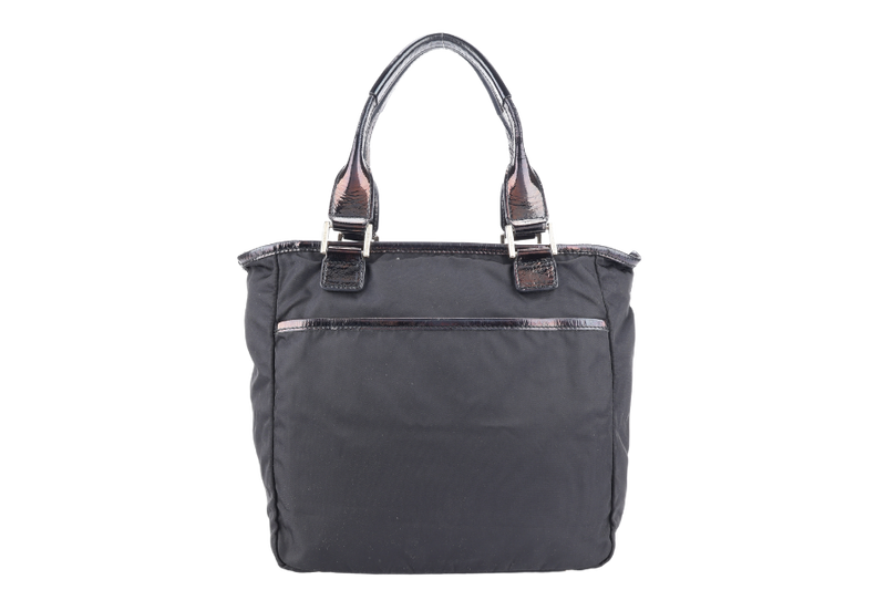 ANYA HINDMARCH BLACK NYLON WITH PATENT TRIM SMALL TOTE BAG NO DUST COVER