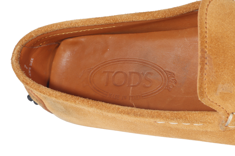 TOD'S MEN LOAFER BROWN SUEDE LEATHER SIZE 7.5