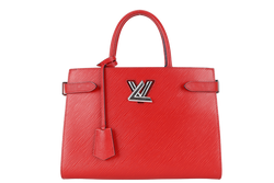 LOUIS VUITTON M54811 RED EPI LEATHER TWIST TOTE BAG SILVER HARDWARE WITH DUST COVER AND BOX