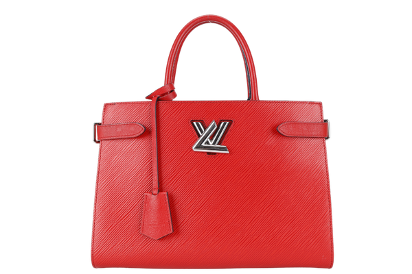 LOUIS VUITTON M54811 RED EPI LEATHER TWIST TOTE BAG SILVER HARDWARE WITH DUST COVER AND BOX