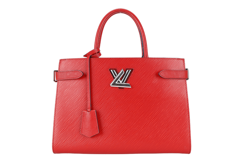 LOUIS VUITTON M54811 RED EPI LEATHER TWIST TOTE BAG SILVER HARDWARE WITH DUST COVER AND BOX