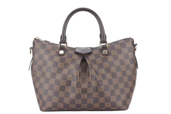 LOUIS VUITTON SIENA MM (N41546) DAMIER EBENE CANVAS GOLD HARDWARE WITH STRAPS AND DUST COVER