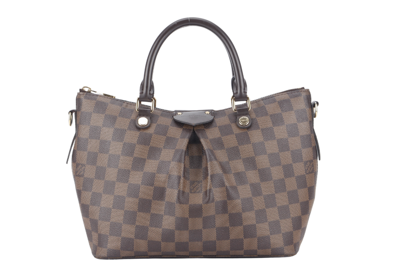 LOUIS VUITTON SIENA MM (N41546) DAMIER EBENE CANVAS GOLD HARDWARE WITH STRAPS AND DUST COVER