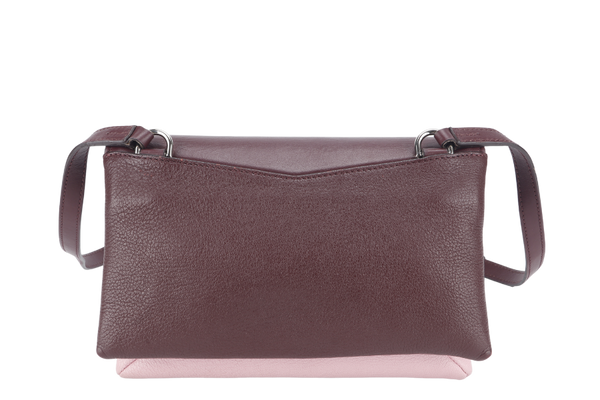 GIVENCHY DUETTO CROSSBODY BAG BURGUNDY AND SILVER HARDWARE WITH DUST COVER