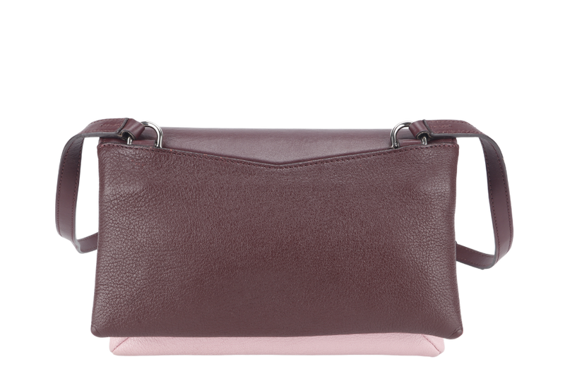 GIVENCHY DUETTO CROSSBODY BAG BURGUNDY AND SILVER HARDWARE WITH DUST COVER