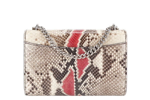LOUIS VUITTON BICOLOR PYTHON CHAIN LOUISE MM BAG SILVER HARDWARE WITH DUST COVER