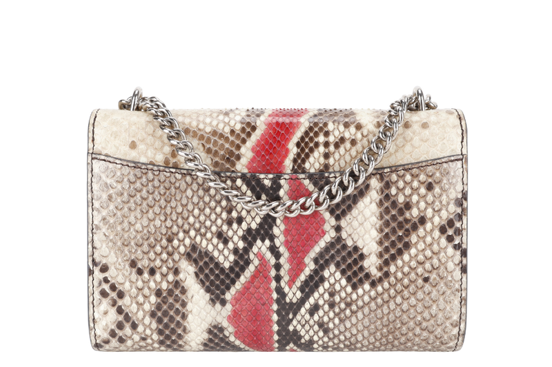 LOUIS VUITTON BICOLOR PYTHON CHAIN LOUISE MM BAG SILVER HARDWARE WITH DUST COVER