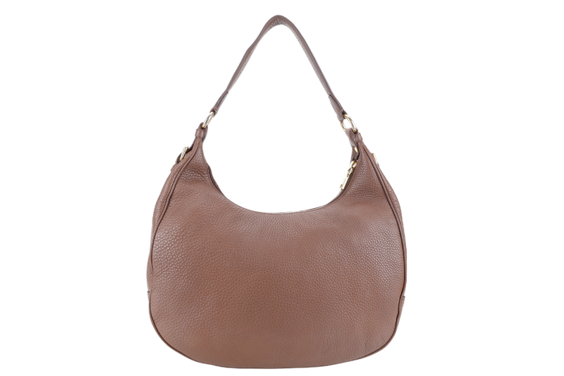 PRADA ZIP TOP HOBO VITELLO DAINO BAG LARGE BROWN LEATHER GOLD HARDWARE NO DUST COVER