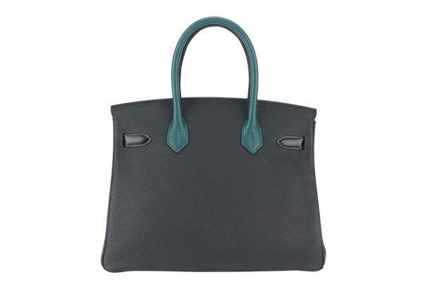 HERMES BIRKIN 30 PATCHWORK EMERALD GREEN, VERT TITIEN, VERT FONCE, MALACHITE, ROSE AZALEE INTERIOR, SILVER HARDWARE POROSUS, EPSOM, CHEVRE, CLEMENCE, BOX WITH DUST COVER