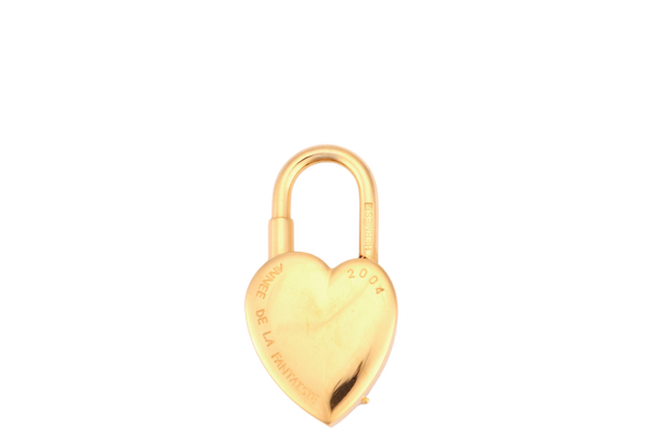 HERMES GOLD PLATED HEART LOCK CHARM WITH BOX