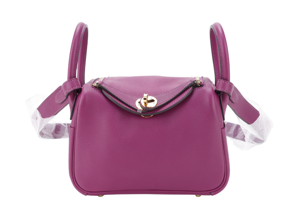 HERMES MINI LINDY [STAMP Y (YEAR 2021)] ANEMONE SWIFT LEATHER GOLD HARDWARE WITH DUST COVER