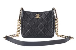 CHANEL 22P HOBO BAG (K63xxxx) BLACK SMALL LAMBSKIN GOLD HARDWARE WITH DUST COVER AND BOX