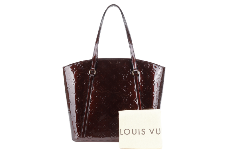 LOUIS VUITTON M91567 AVALON MM AMARANTE MONOGRAM VERNIS LEATHER GOLD HARDWARE WITH DUST COVER