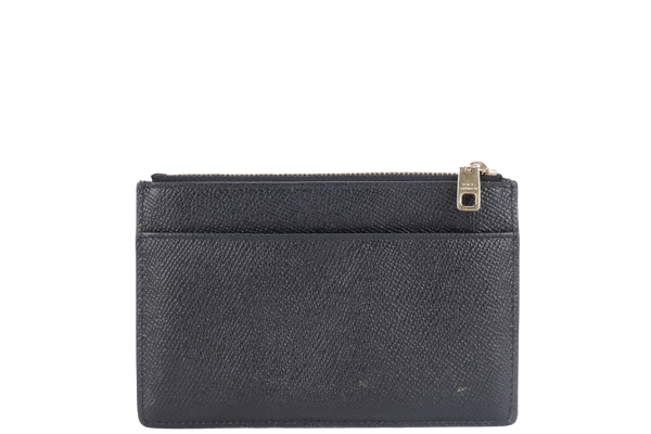 DOLCE & GABBANA BLACK GRAINED LEATHER CARDHOLDER GOLD HARDWARE WITH CARD AND BOX