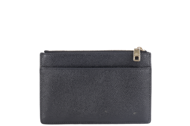 DOLCE & GABBANA BLACK GRAINED LEATHER CARDHOLDER GOLD HARDWARE WITH CARD AND BOX