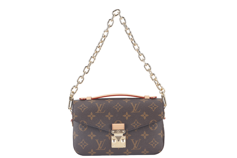 LOUIS VUITTON POCHETTE METIS (M46279) EAST WEST MONOGRAM WITH STRAPS, CHAIN, DUST COVER AND BOX