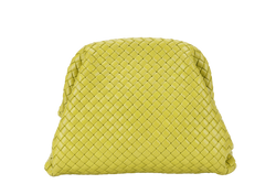 BOTTEGA VENETA FRAME CLUTCH NEON GREEN INTRECCIATO LEATHER WITH DUST COVER