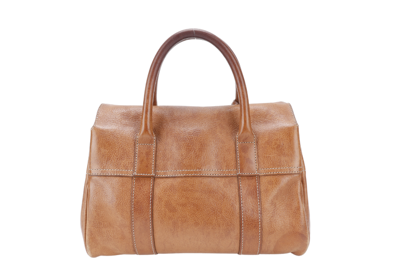 MULBERRY BAYSWATER SMALL BROWN LEATHER GOLD HARDWARE WITH LEATHER STRAPS AND DUST COVER