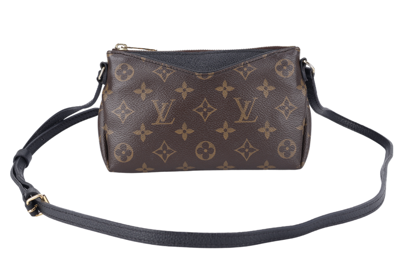 LOUIS VUITTON PALLAS CLUTCH BB (M41639) MONOGRAM CANVAS WITH BLACK LEATHER GOLD HARDWARE NO DUST COVER