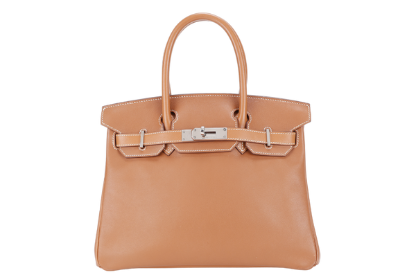 HERMES BIRKIN 30 GOLD SWIFT LEATHER STAMP N SQUARE (YEAR 2010) SILVER HARDWARE WITH LOCK&KEYS, DUST COVER AND ORGANISER