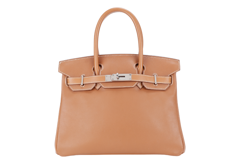 HERMES BIRKIN 30 GOLD SWIFT LEATHER STAMP N SQUARE (YEAR 2010) SILVER HARDWARE WITH LOCK&KEYS, DUST COVER AND ORGANISER