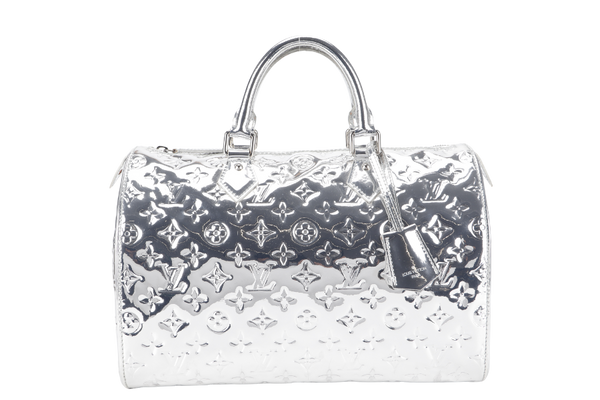 LOUIS VUITTON SPEEDY 30 SILVER METALLIC SILVER HARDWARE WITH DUST COVER