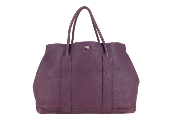HERMES GARDEN PARTY 36 STAMP O (YEAR 2011) PRUNE COLOUR NEGONDA LEATHER SILVER HARDWARE WITH DUST COVER