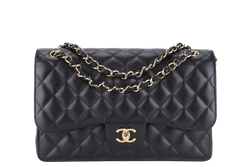 CHANEL CLASSIC FLAP JUMBO (1932xxxx) BLACK GOLD HARDWARE WITH DUST COVER AND BOX