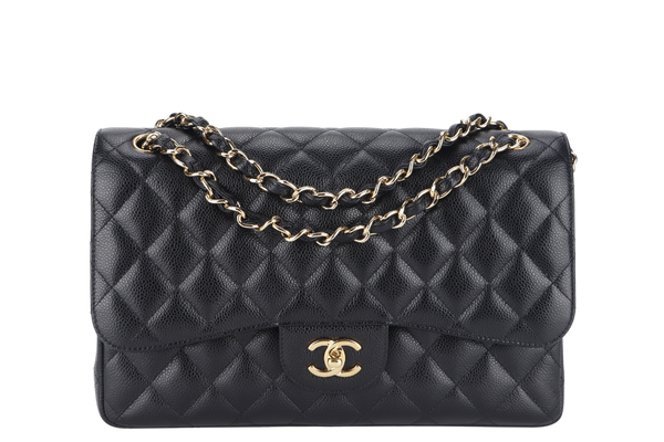 CHANEL CLASSIC FLAP JUMBO (1932xxxx) BLACK GOLD HARDWARE WITH DUST COVER AND BOX