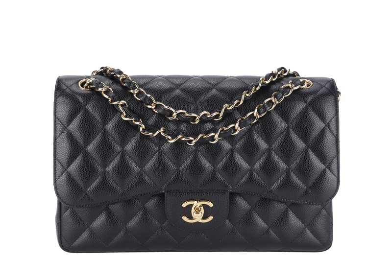 CHANEL CLASSIC FLAP JUMBO (1932xxxx) BLACK GOLD HARDWARE WITH DUST COVER AND BOX