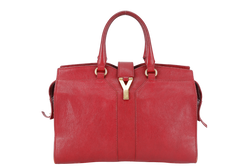 YVES SAINT LAURENT (YSL) CABAS CHYC BURGUNDY CALF LEATHER GOLD HARDWARE WITH LONG STRAPS NO DUST COVER