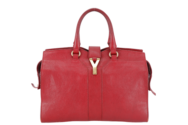 YVES SAINT LAURENT (YSL) CABAS CHYC BURGUNDY CALF LEATHER GOLD HARDWARE WITH LONG STRAPS NO DUST COVER